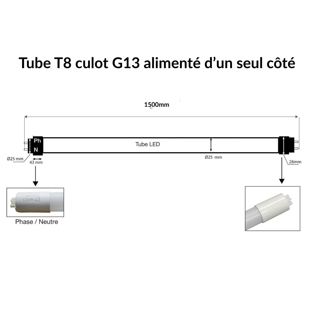 Kit de Réglette LED IP65 + Tube Néon LED 150cm T8 22W (Pack de 6) Silumen