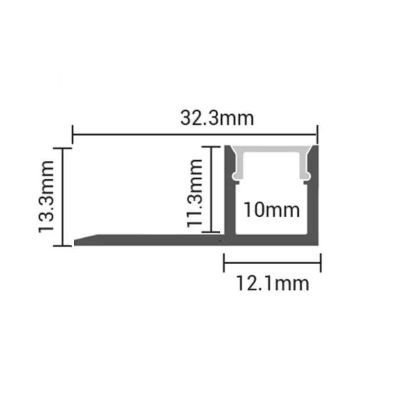 Profilé Aluminium Encastrable 2m Plafond pour Ruban LED Silumen