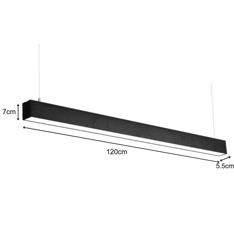 Réglette Suspendue LED Large 120cm 35W Noir Silumen