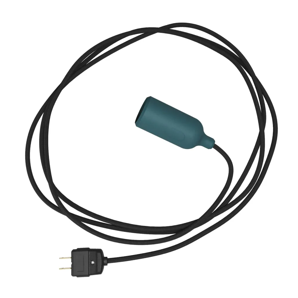 Snake - Lampe silicone avec interrupteur et prise bleu canard