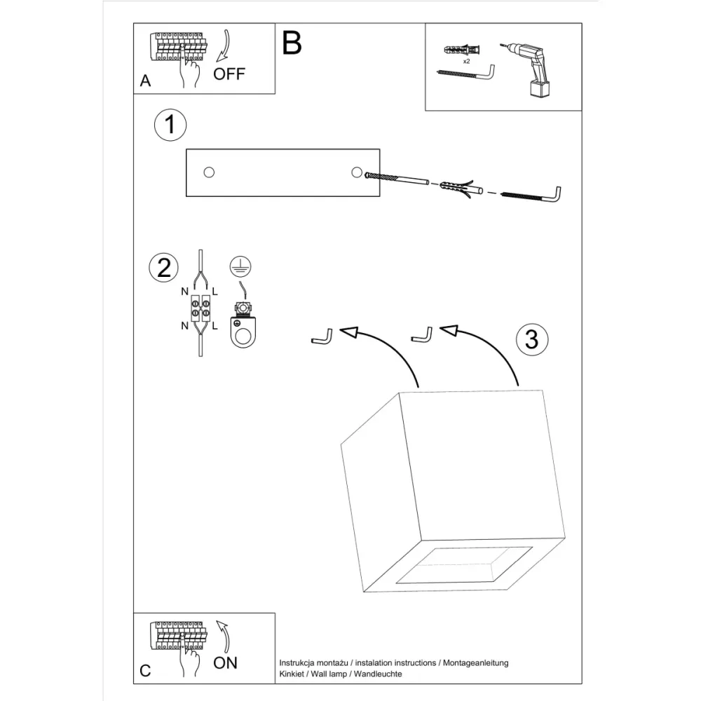 Applique murale Sollux Lighting Leo 1L, culot G9, gris