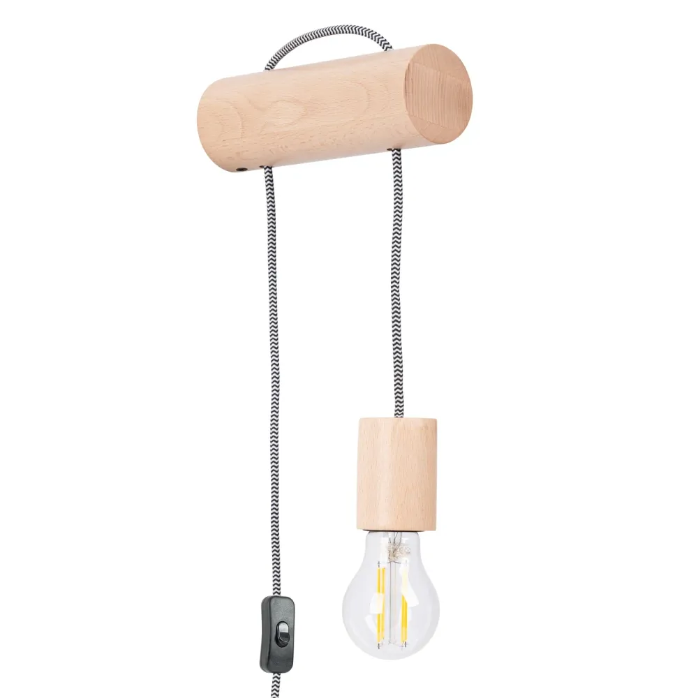 Applique murale Sollux Lighting Nimbi 1L, douille E27, bois naturel
