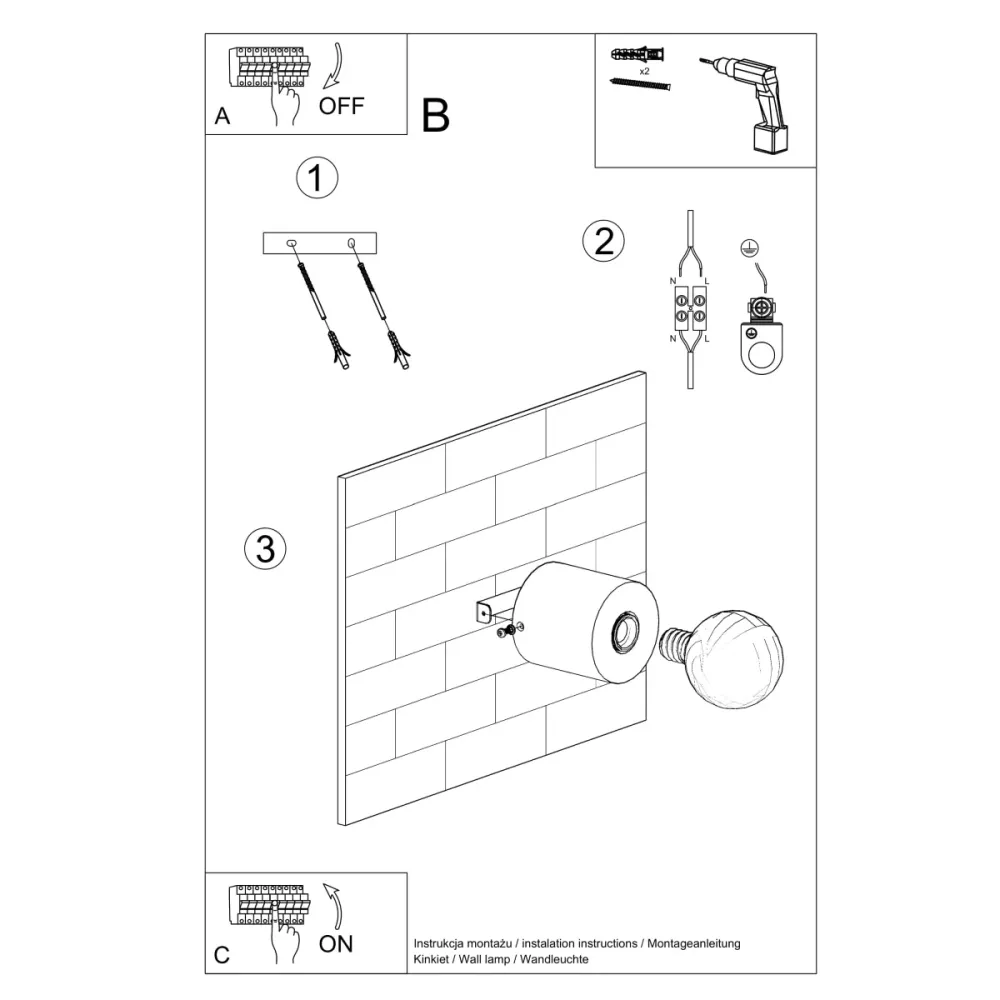 Applique murale Sollux Lighting Salgado 1L en bois E27