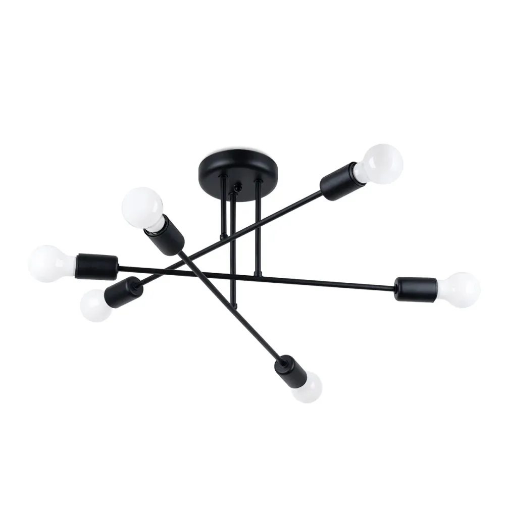 Lustre Sollux Lighting Norah 6L E27 acier noir
