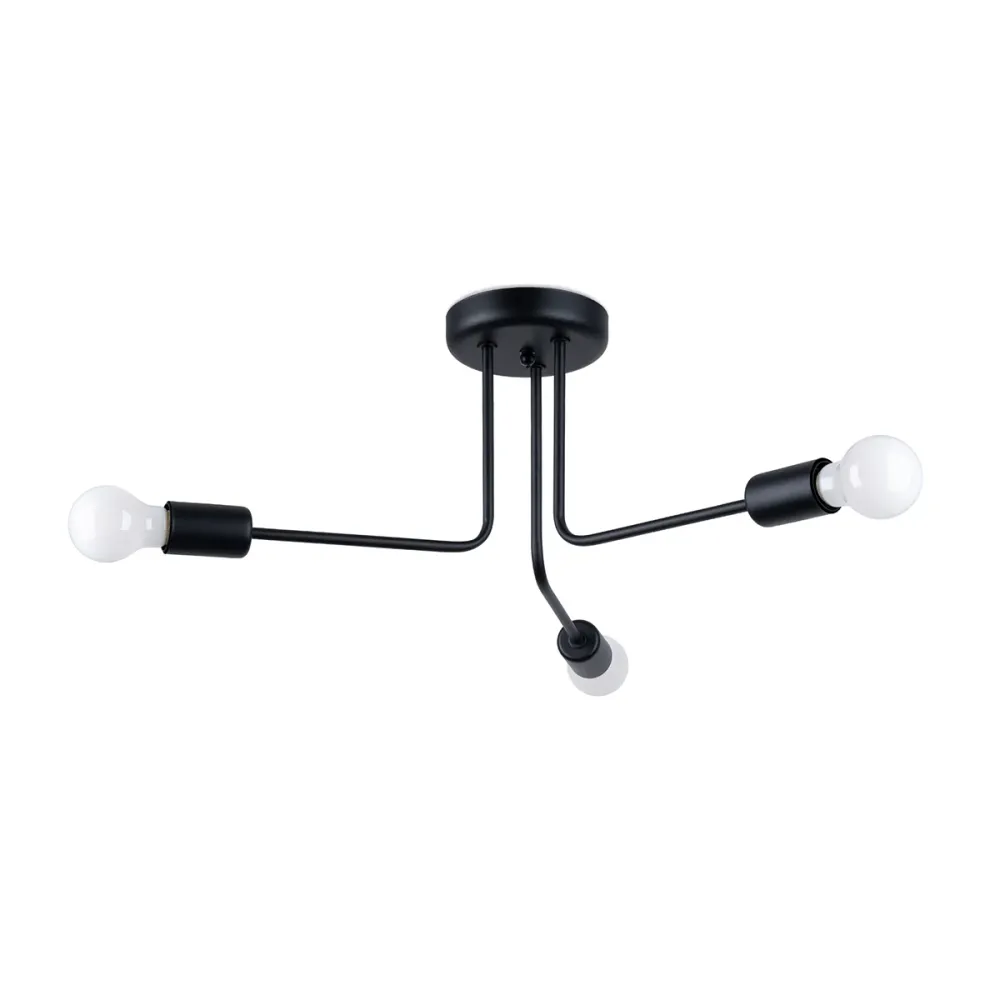Plafonnier Sollux Lighting Norah 3L E27 acier noir