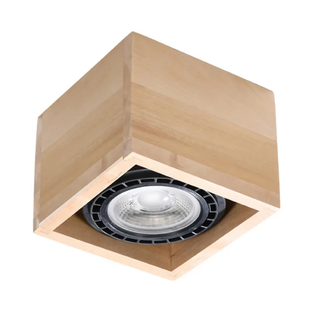 Projecteur de plafond Sollux Lighting Quatro 1L en bois GU10