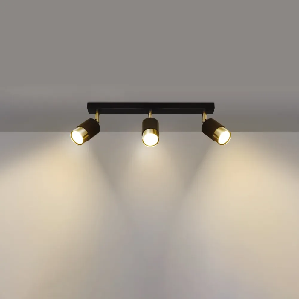 Projecteurs sur rail de plafond Sollux Lighting Nero 3L GU10 Chrome
