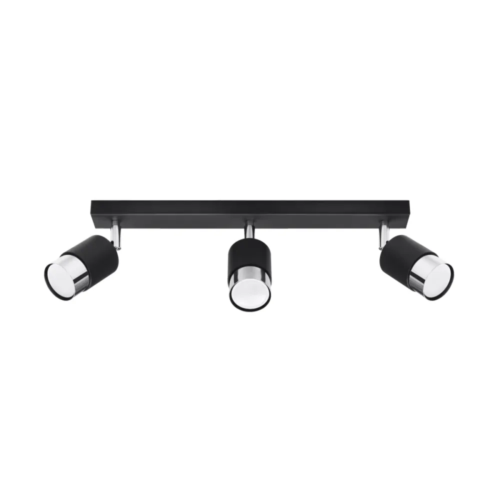 Projecteurs sur rail de plafond Sollux Lighting Nero 3L GU10 Chrome