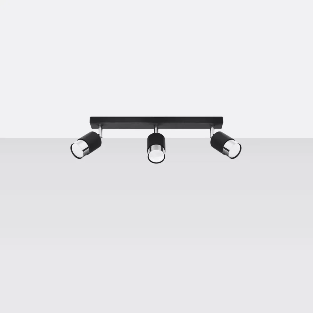 Projecteurs sur rail de plafond Sollux Lighting Nero 3L GU10 Chrome