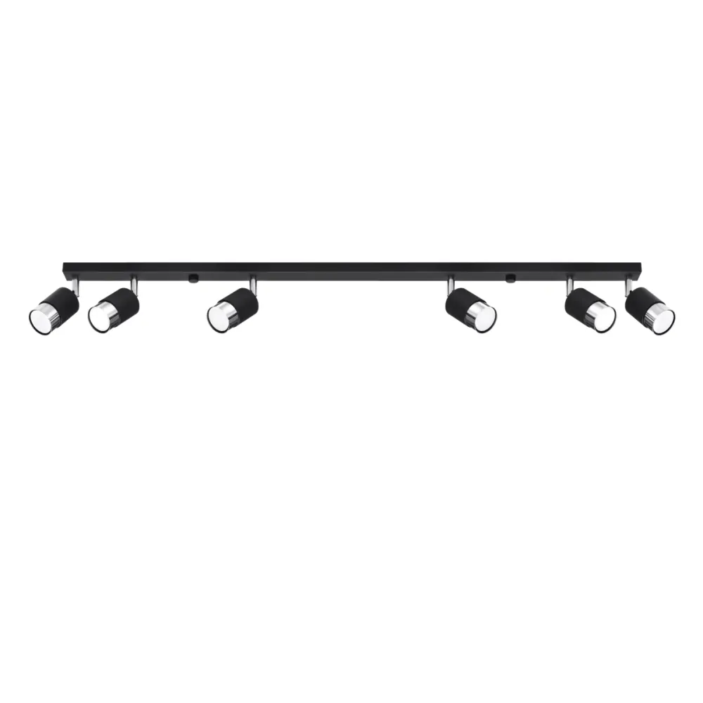 Projecteurs sur rail de plafond Sollux Lighting Nero 6L GU10 Chrome