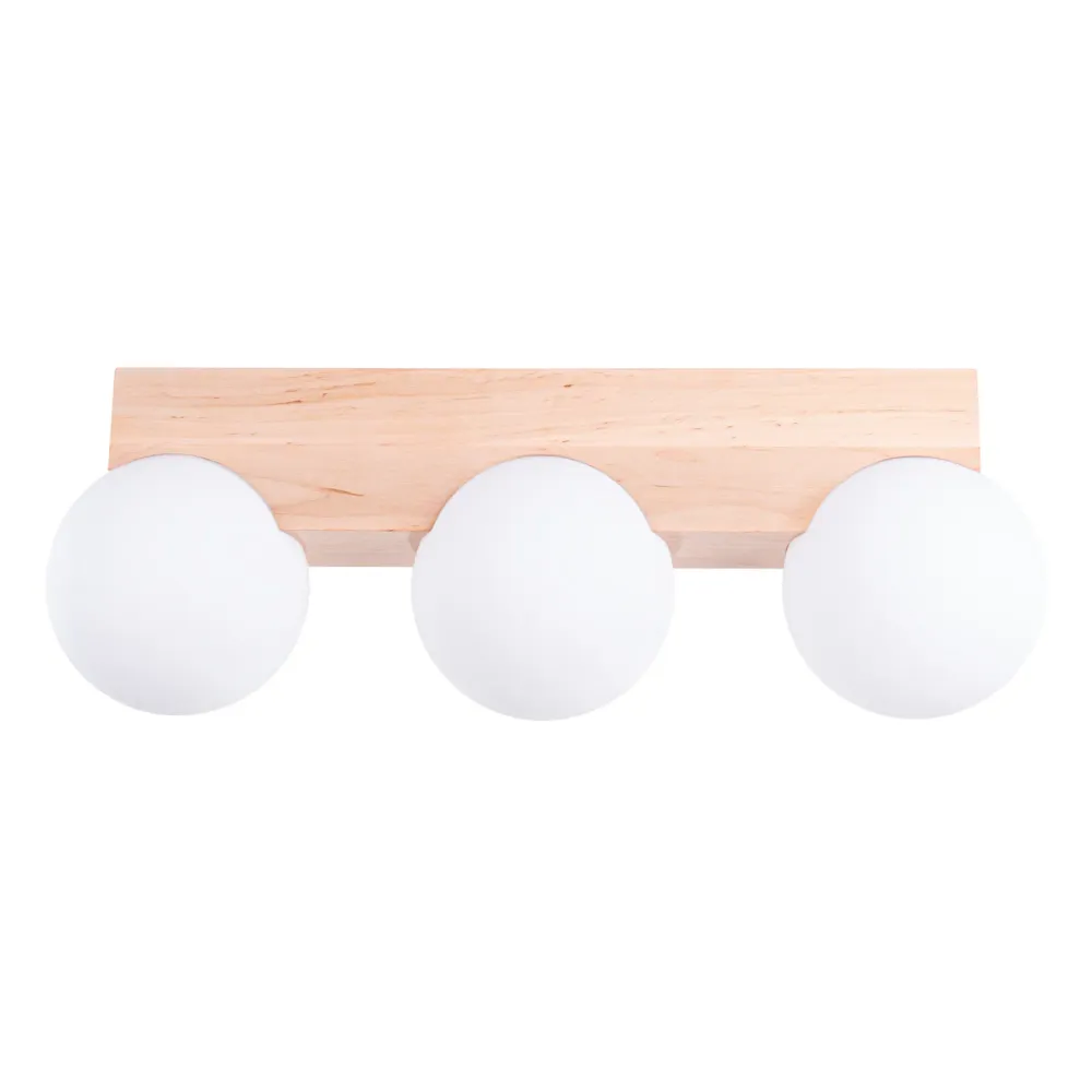 Sollux Lighting Bulbo 3L, plafonnier sur rail, douille G9, bois naturel