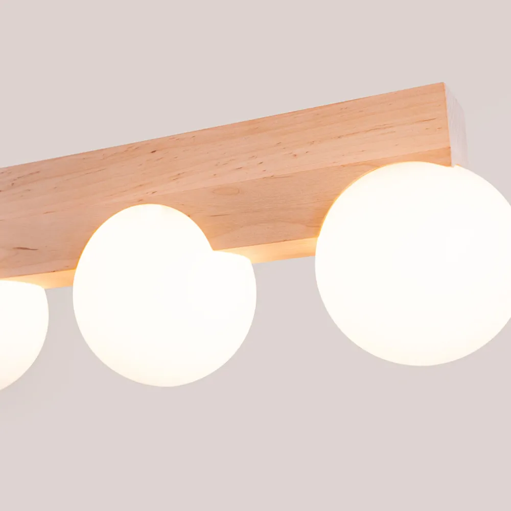 Sollux Lighting Bulbo 3L, plafonnier sur rail, douille G9, bois naturel