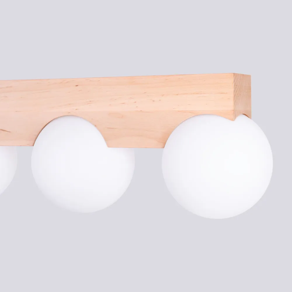 Sollux Lighting Bulbo 3L, plafonnier sur rail, douille G9, bois naturel