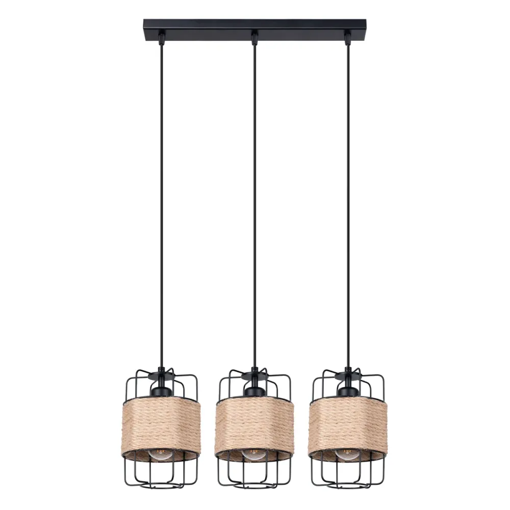 Suspension linéaire Sollux Lighting Gizur 3L E27 noire