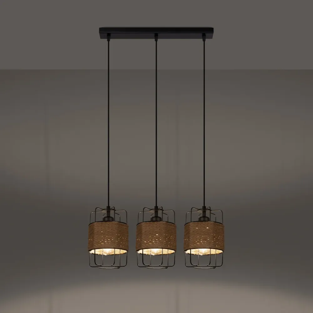 Suspension linéaire Sollux Lighting Gizur 3L E27 noire