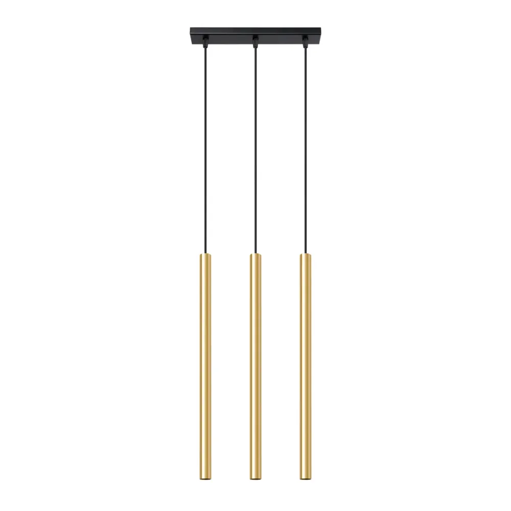 Suspension linéaire Sollux Lighting Pastelo 3L, spots G9 dorés