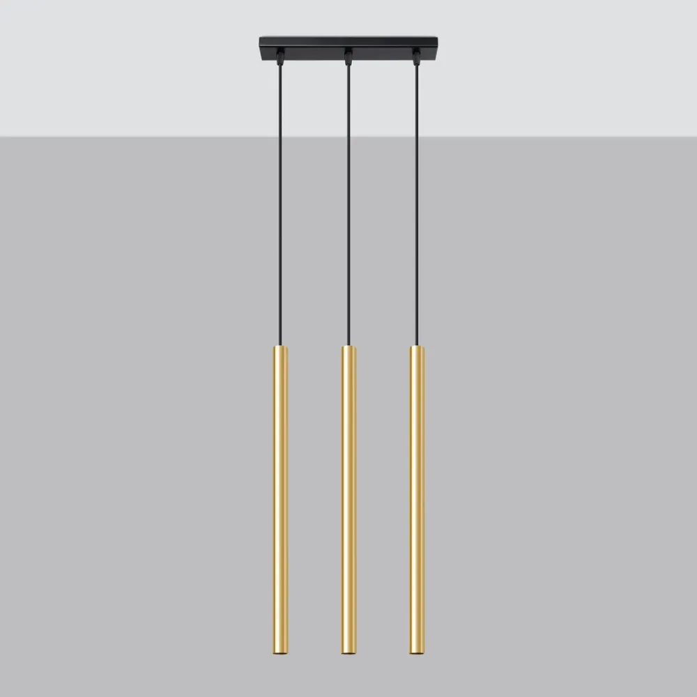 Suspension linéaire Sollux Lighting Pastelo 3L, spots G9 dorés