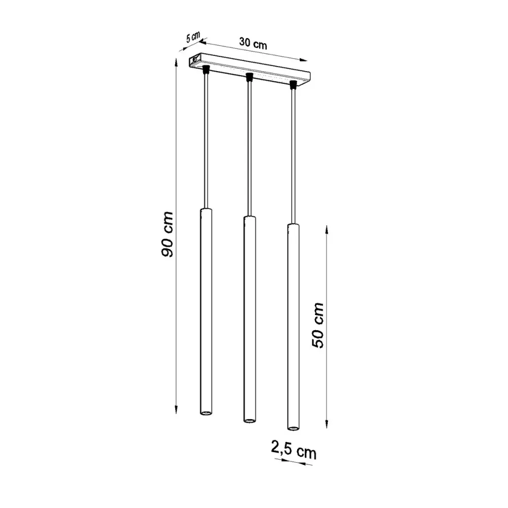 Suspension linéaire Sollux Lighting Pastelo 3L, spots G9 dorés