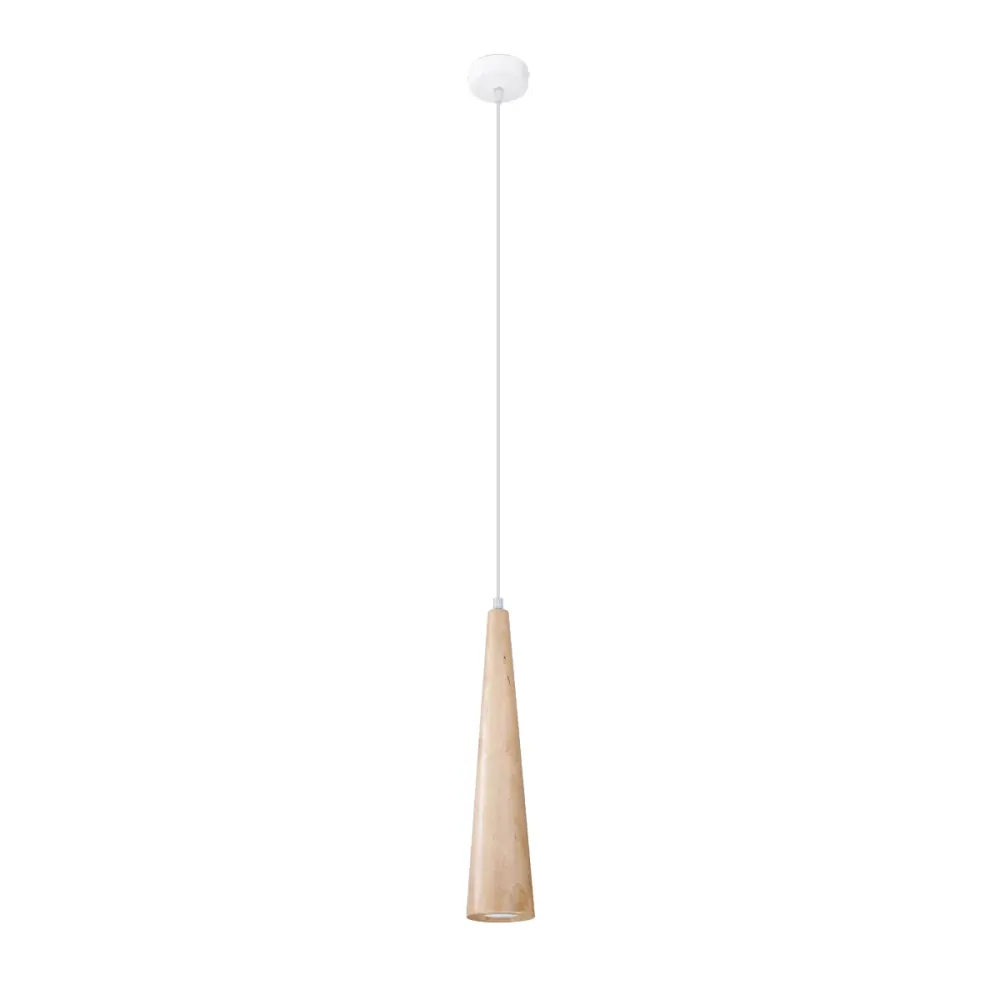 Suspension Sollux Lighting Sula 1L, spot GU10, bois naturel