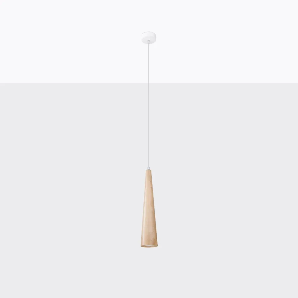 Suspension Sollux Lighting Sula 1L, spot GU10, bois naturel