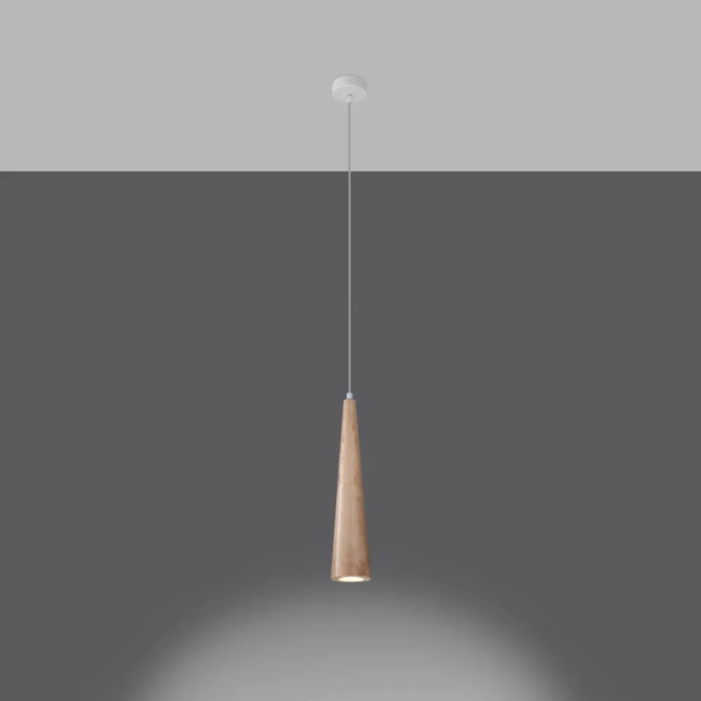 Suspension Sollux Lighting Sula 1L, spot GU10, bois naturel