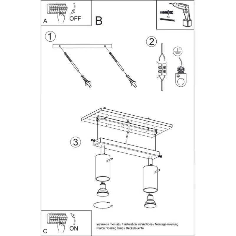 Plafonnier Bois Orientable pour 2 Ampoules GU10 Sollux