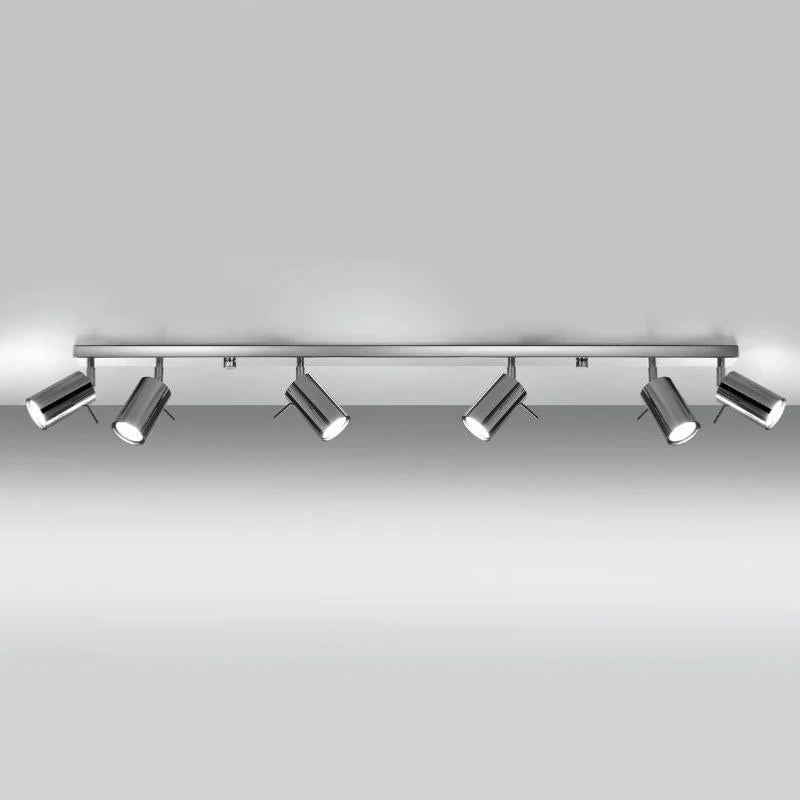 Plafonnier Spot Orientable Inox pour 6 Ampoules GU10 Sollux