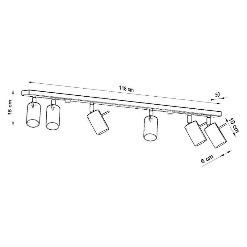 Plafonnier Spot Orientable Inox pour 6 Ampoules GU10 Sollux