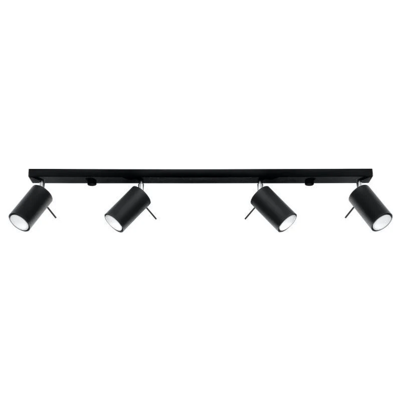 Plafonnier Spot Orientable Noir pour 4 Ampoules GU10 Sollux
