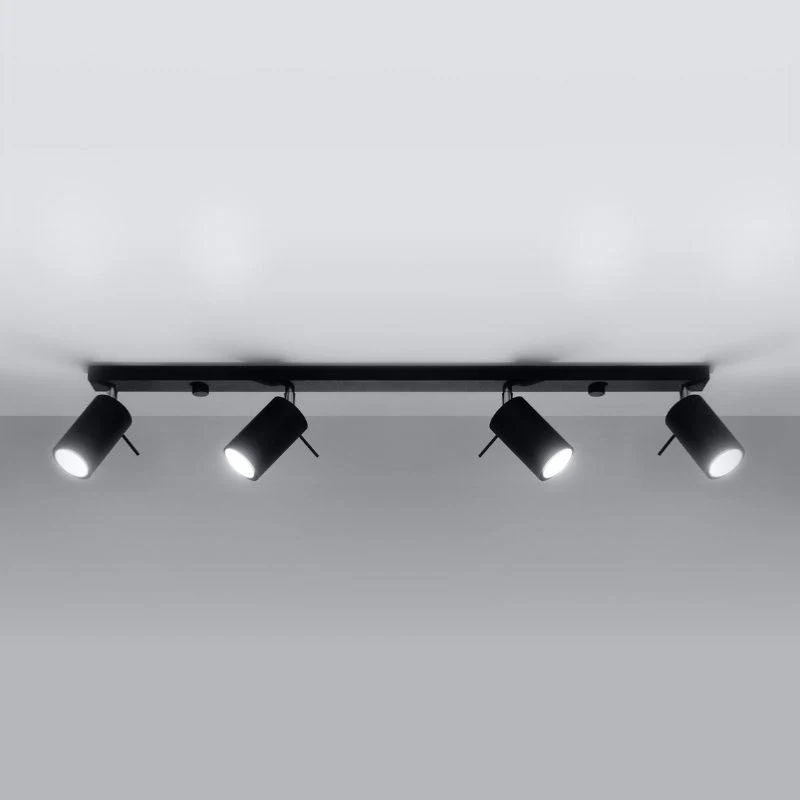 Plafonnier Spot Orientable Noir pour 4 Ampoules GU10 Sollux