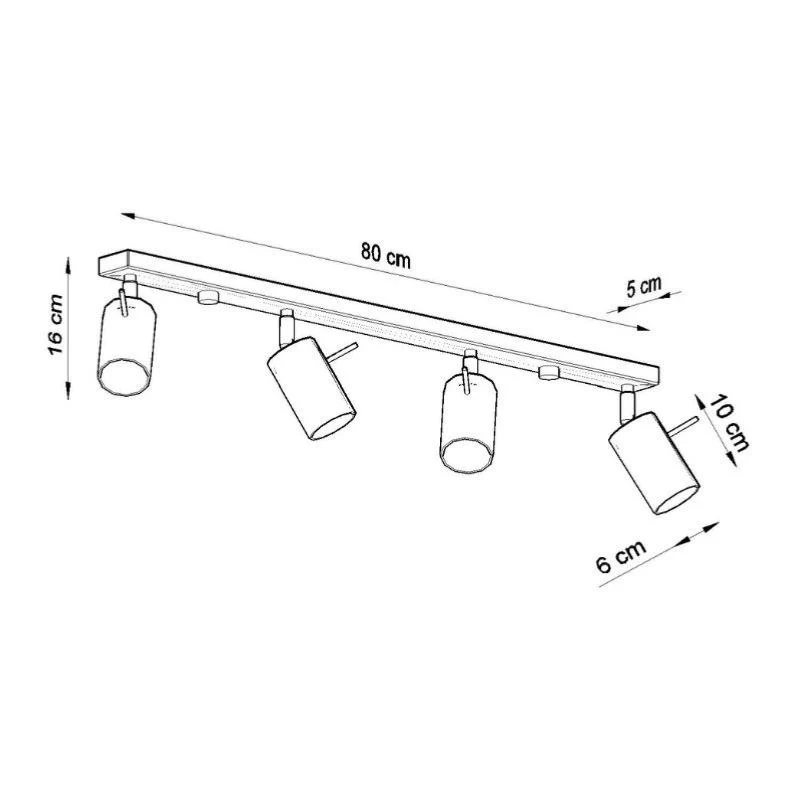 Plafonnier Spot Orientable Noir pour 4 Ampoules GU10 Sollux