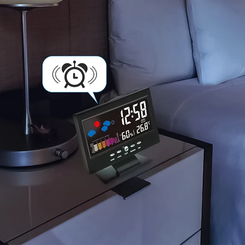 LED Contrôleur de température et d'humidité Horloge d'alarme sousoleil