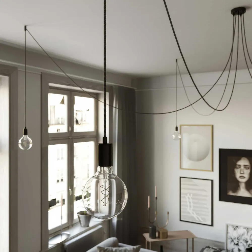 Spider - Suspension multiple avec 5 descentes, finition métal - Noir