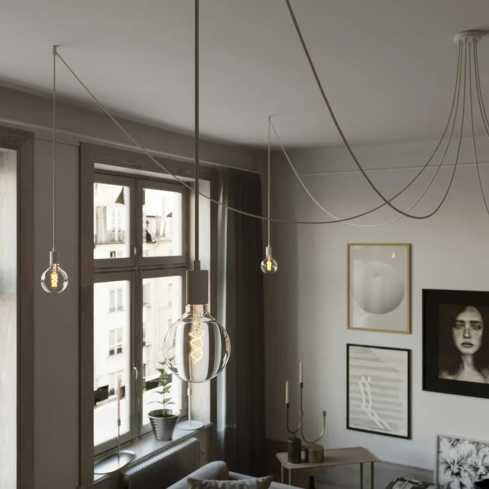 Spider - Suspension multiple avec 6 descentes, finition métal - Blanc