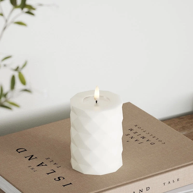 Square LED Bougie pilier Ø 7,5 x 10 cm Blanc