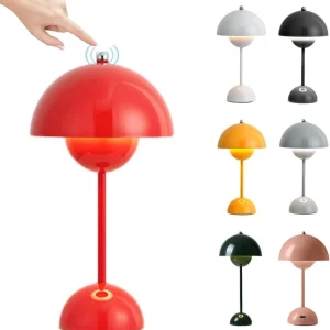 Starnearby Lampe de Table LED Pot de Fleurs, Lampe de Chevet Rechargeable Sans Fil, Lampe Champignon Tactile Dimmable avec...