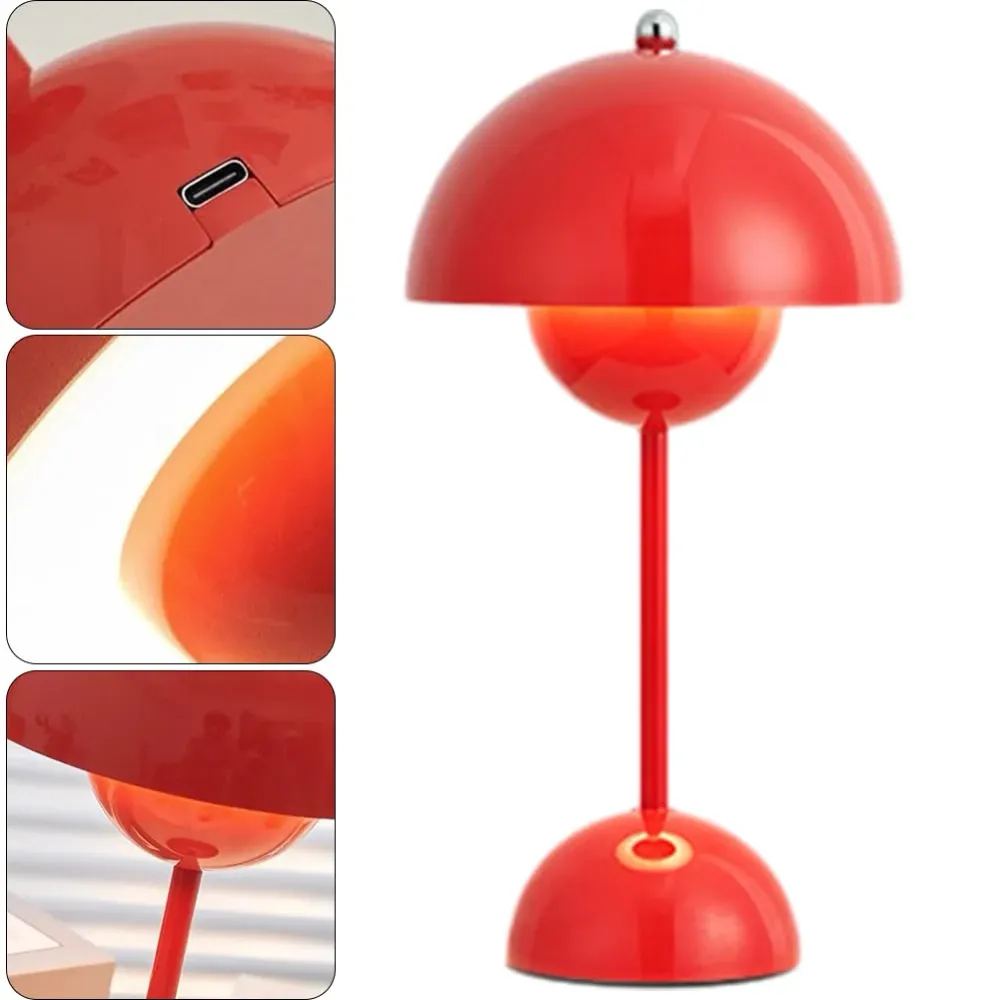 Starnearby Lampe de Table LED Pot de Fleurs, Lampe de Chevet Rechargeable Sans Fil, Lampe Champignon Tactile Dimmable avec...