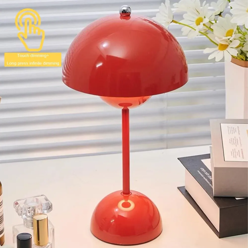Starnearby Lampe de Table LED Pot de Fleurs, Lampe de Chevet Rechargeable Sans Fil, Lampe Champignon Tactile Dimmable avec...