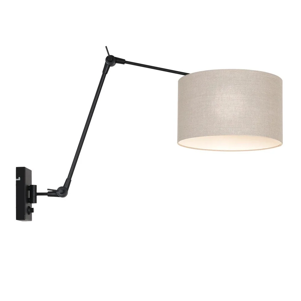Applique murale pivotante Steinhauer Prestige Chic 1L, noir et beige, culot E27