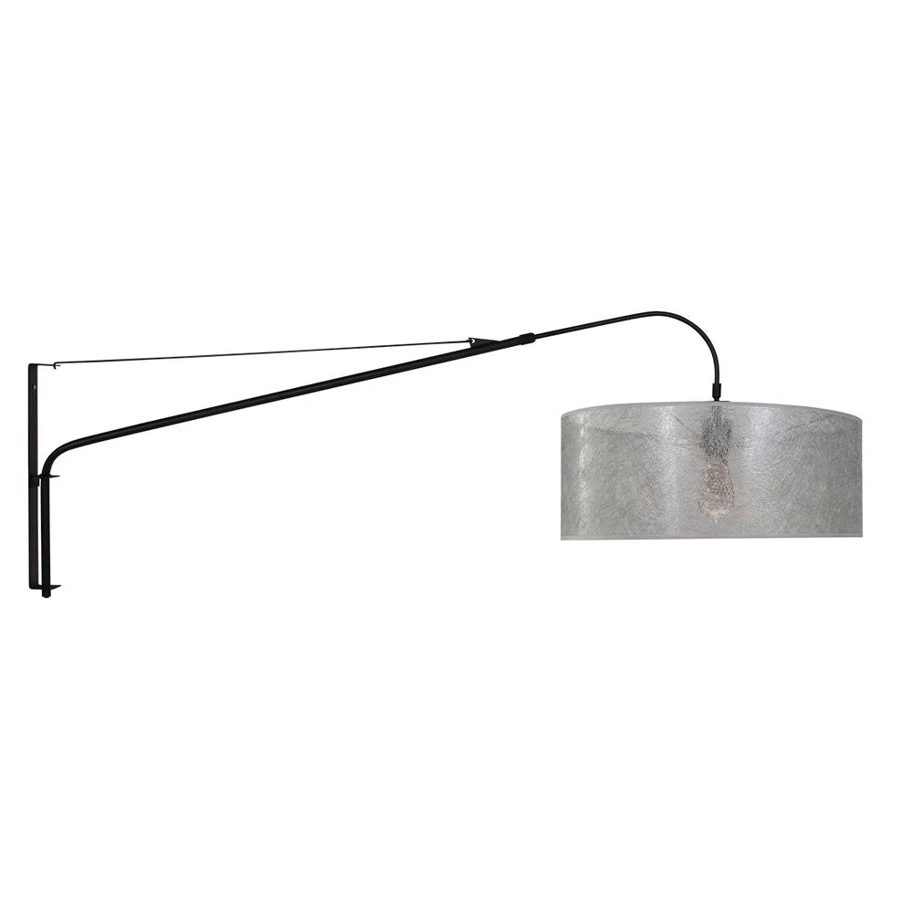 Applique murale Steinhauer Elegant Classy 1L à bras oscillant, noir et argent, culot E27