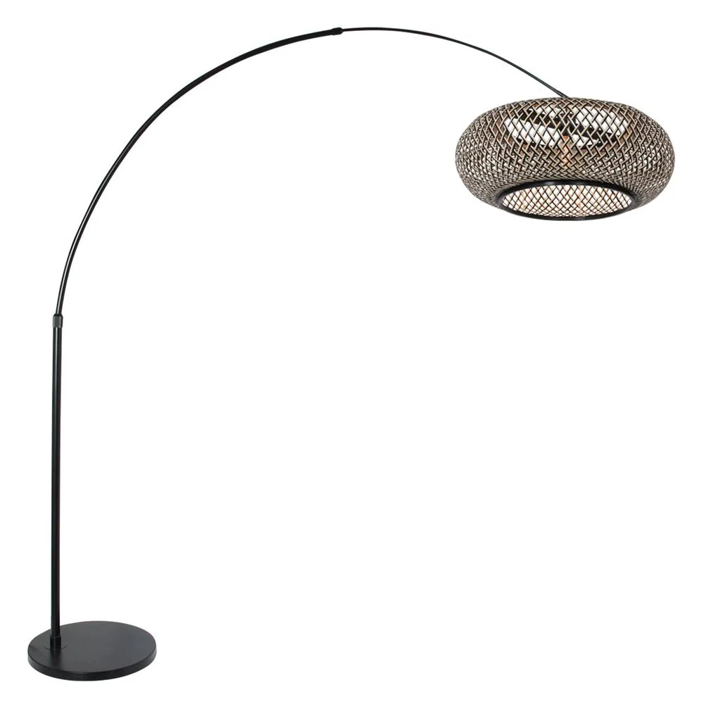 Lampadaire Steinhauer Sparkled Light 1L en bois foncé, douille E27, diamètre 60 cm