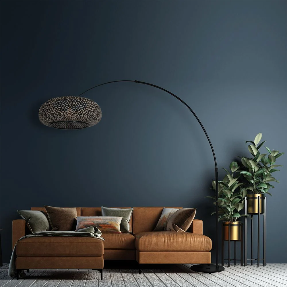 Lampadaire Steinhauer Sparkled Light 1L en bois foncé, douille E27, diamètre 60 cm