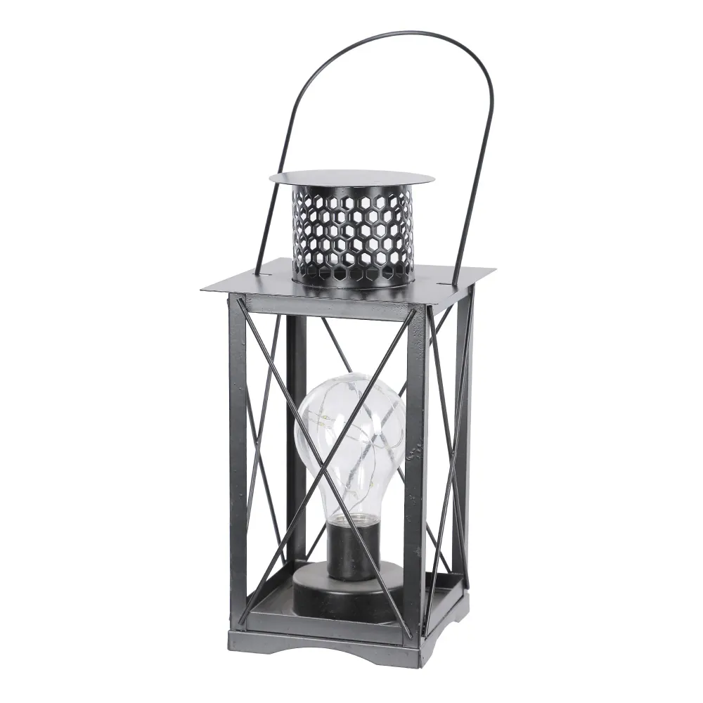 Lampe lanterne métal noir 8 LED Stokomani