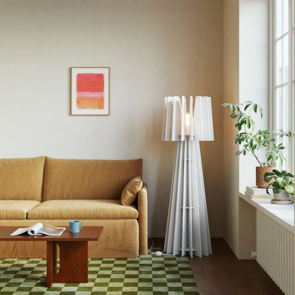 Structure pour lampe de sol SHHINE en matériau acoustique - Blanc chiné