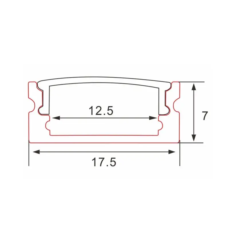 Structure de profil | 1 mètre loi | Aluminium 17,5 x 7 | Bande LED de COB