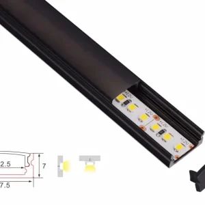 Structure de profil | 1 mètre loi | Noir | 17,5 x 7 | Bande LED de COB