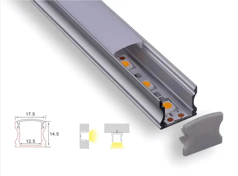 Structure de profil | 2 mètres | Loi | Aluminium 17,5 x 14,5 | Bande LED de COB