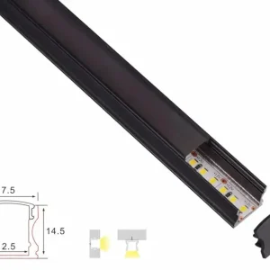 Structure de profil | 3 mètres | Loi | Noir | 17,5 x 14,5 | Bande LED de COB