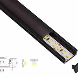 Structure de profil | 3 mètres | Loi | Noir | 17,5 x 7 | Bande LED de COB