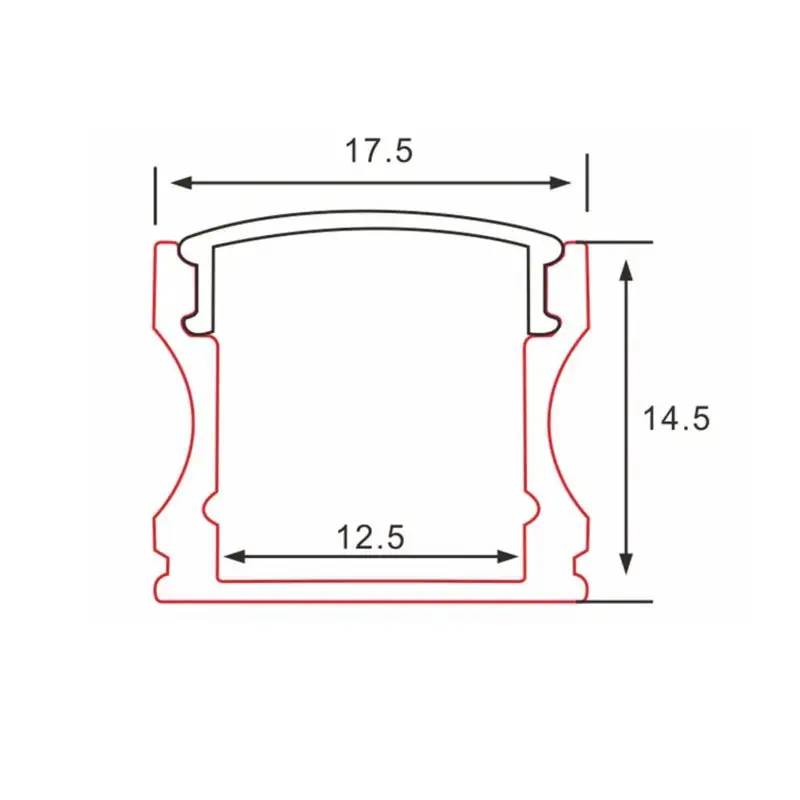 Structure de profil | 3 mètres | Loi | Noir - Mat d'opale | 17,5 x 14,5 | Bande LED de COB